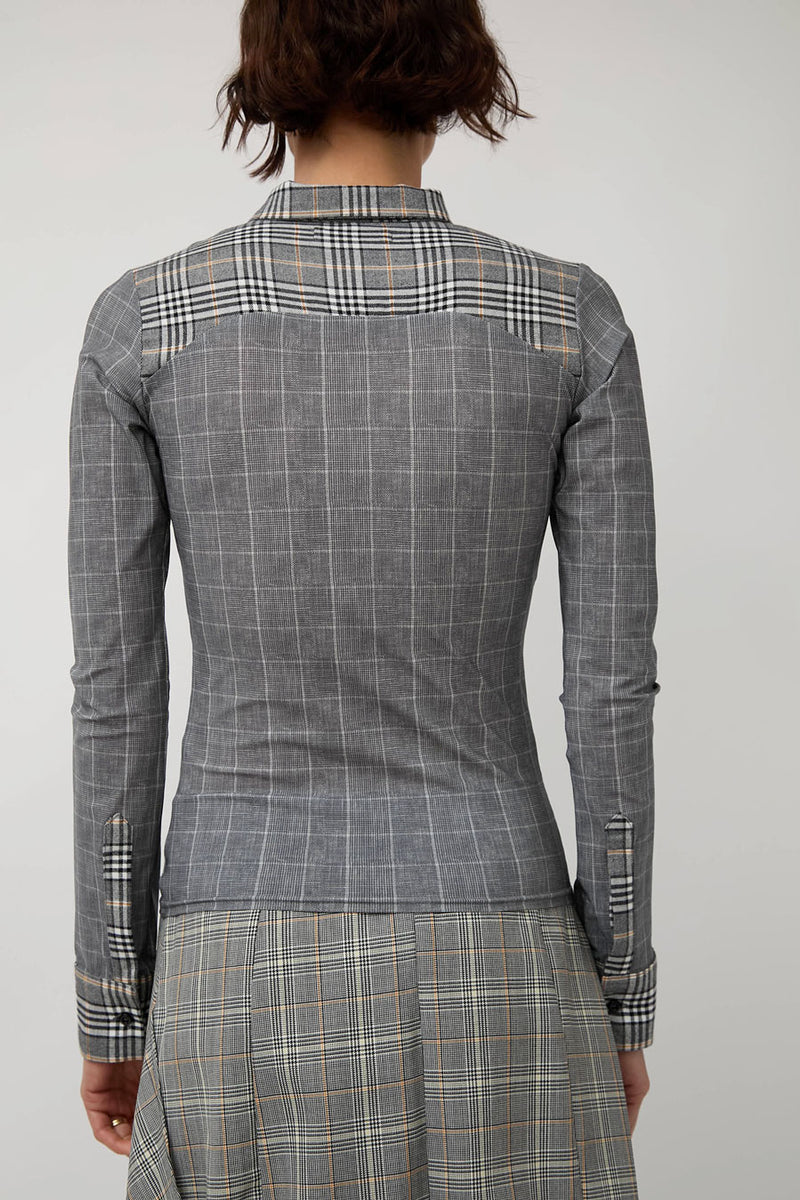 Rave Review Megah Asymmetrical Button Down in Grey Check