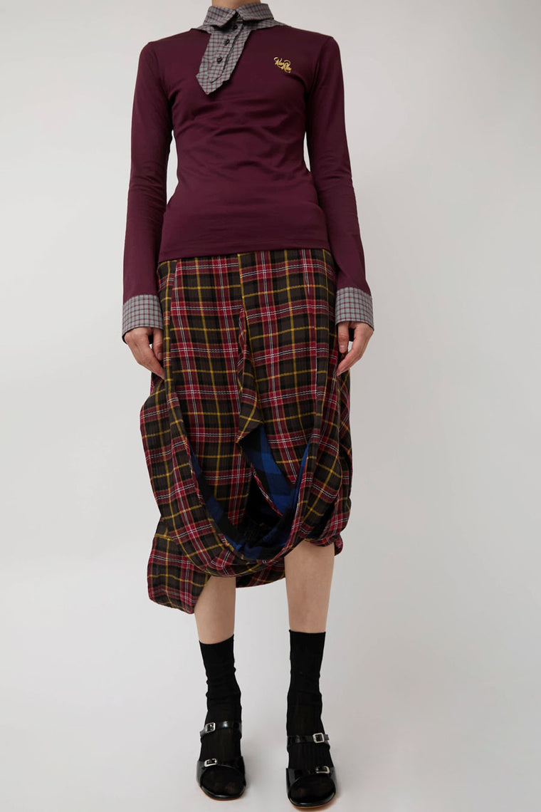 Rave Review Muriel Skirt in Red and Blue Double Check