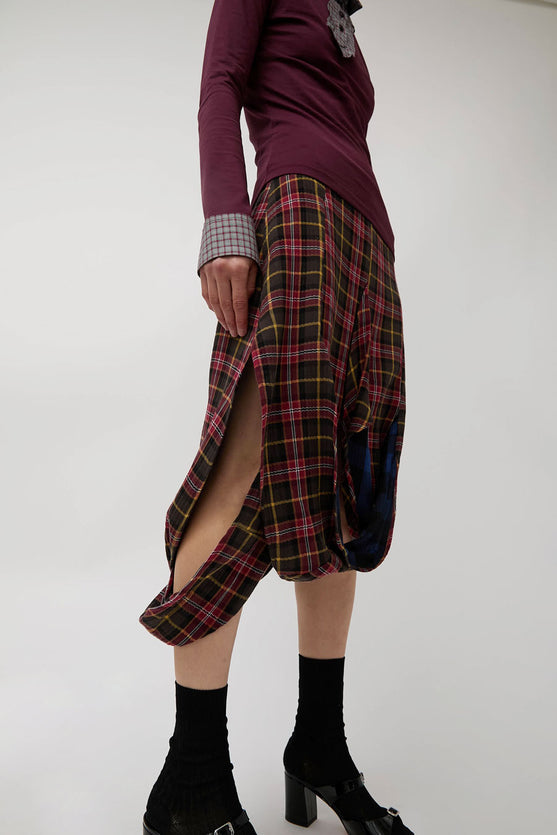 Rave Review Muriel Skirt in Red and Blue Double Check