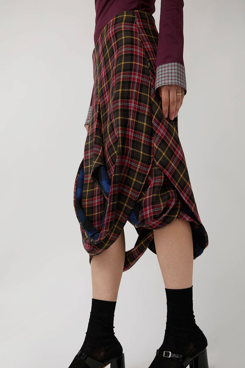 Rave Review Muriel Skirt in Red and Blue Double Check