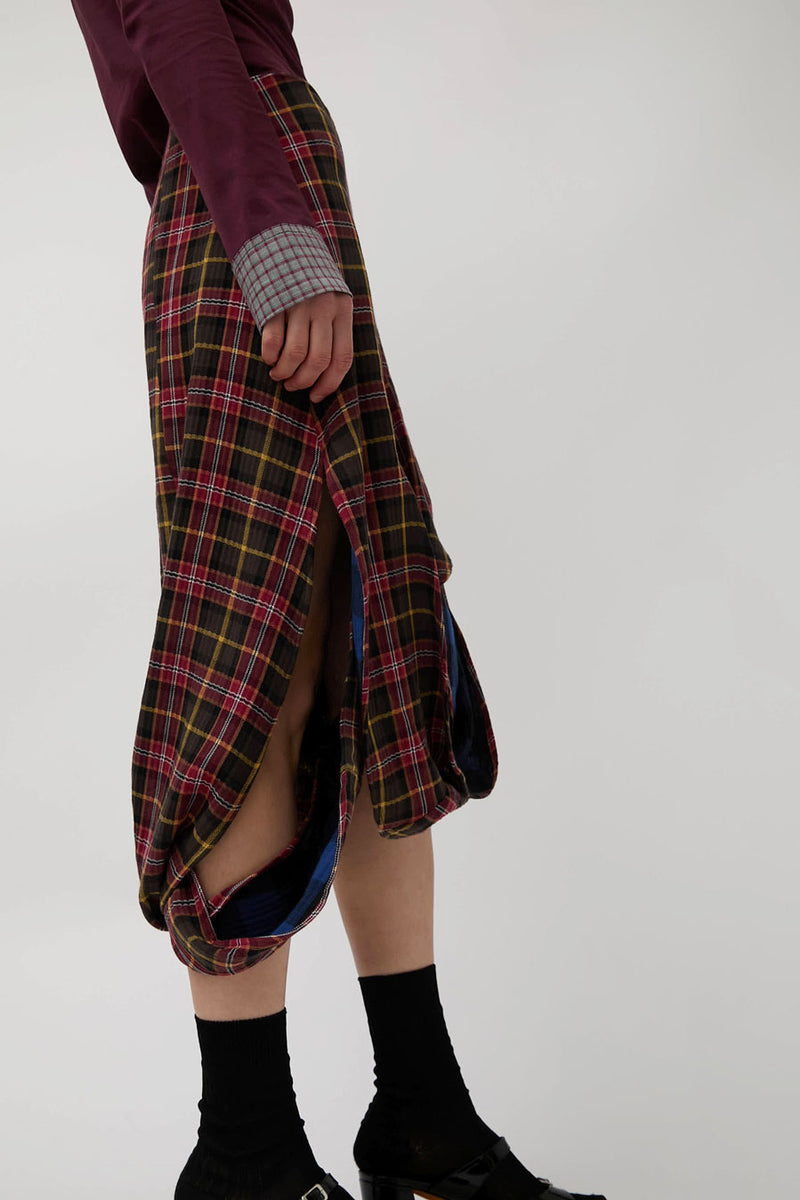 Rave Review Muriel Skirt in Red and Blue Double Check