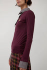 Rave Review Viv Asymmetrical Polo in Burgundy and Grey Check