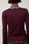 Rave Review Viv Asymmetrical Polo in Burgundy and Grey Check