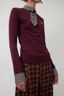 Rave Review Viv Asymmetrical Polo in Burgundy and Grey Check