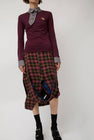 Rave Review Viv Asymmetrical Polo in Burgundy and Grey Check