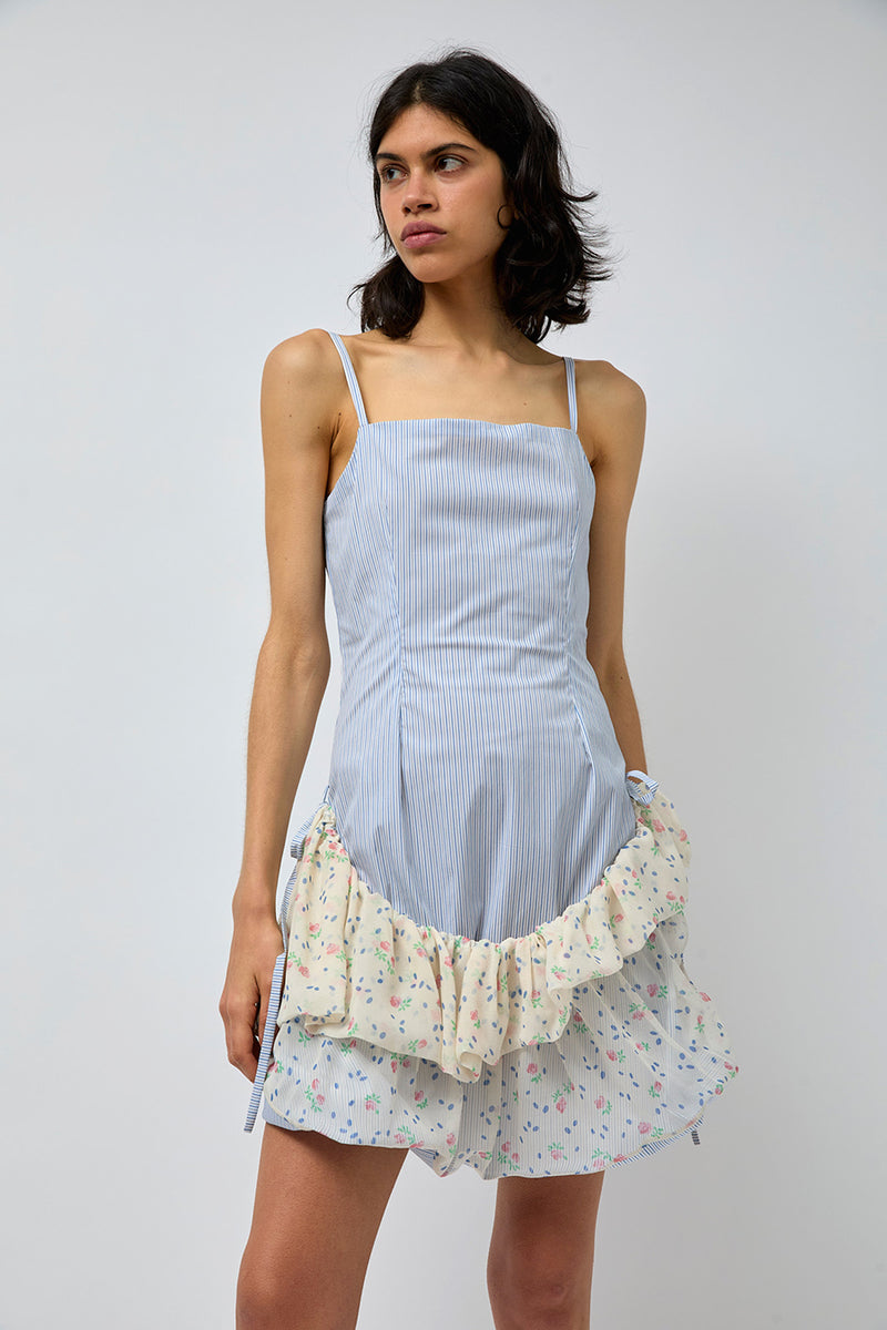 Rave Review Ana Dress in Blue and Cream Flowers