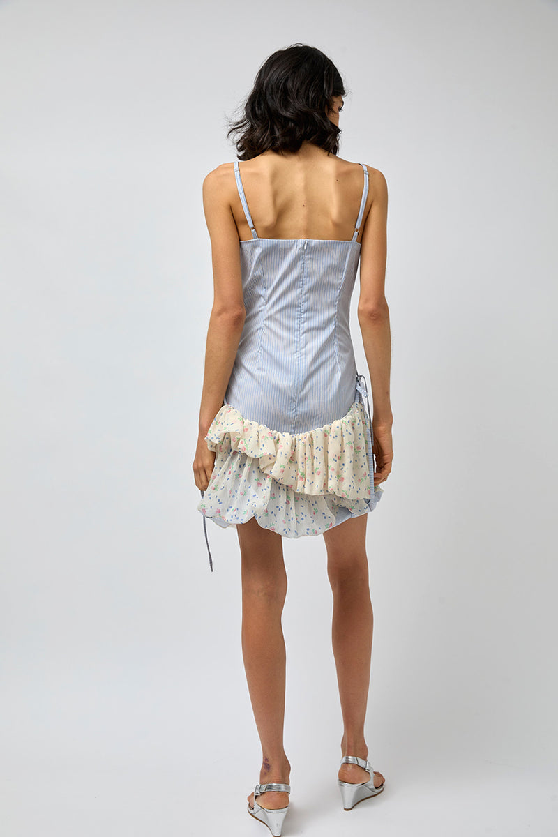 Rave Review Ana Dress in Blue and Cream Flowers