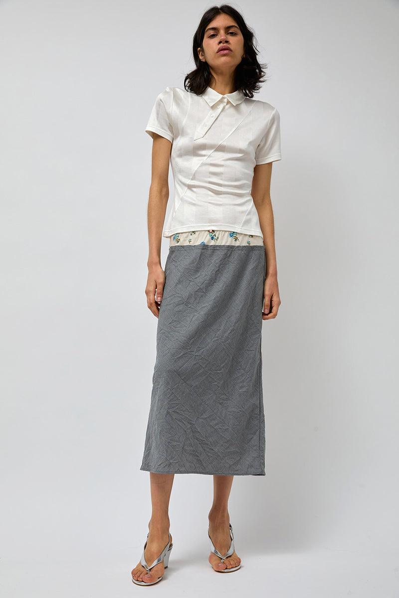 Rave Review Inez Skirt in Grey and Off White Flower