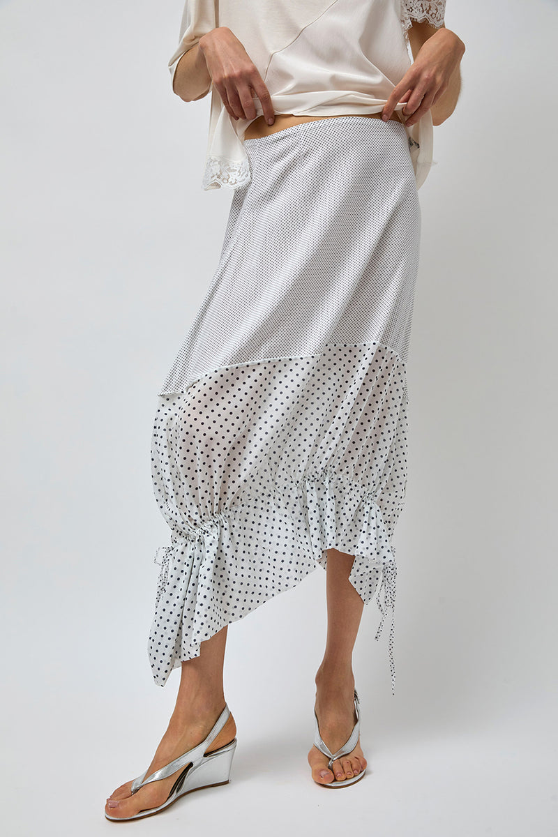 Rave Review Vita Skirt in White and Blue Polka Dots