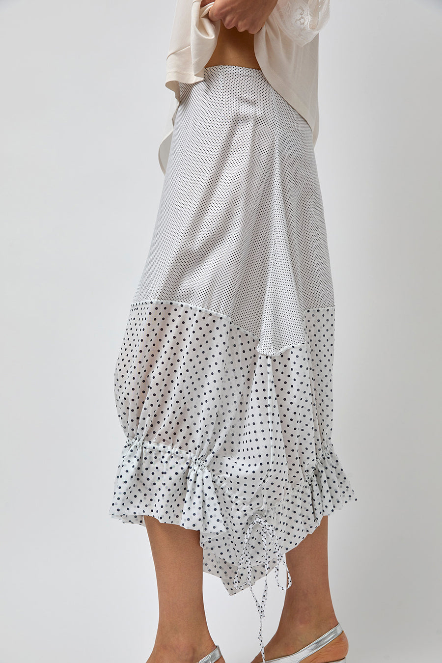 Rave Review Vita Skirt in White and Blue Polka Dots