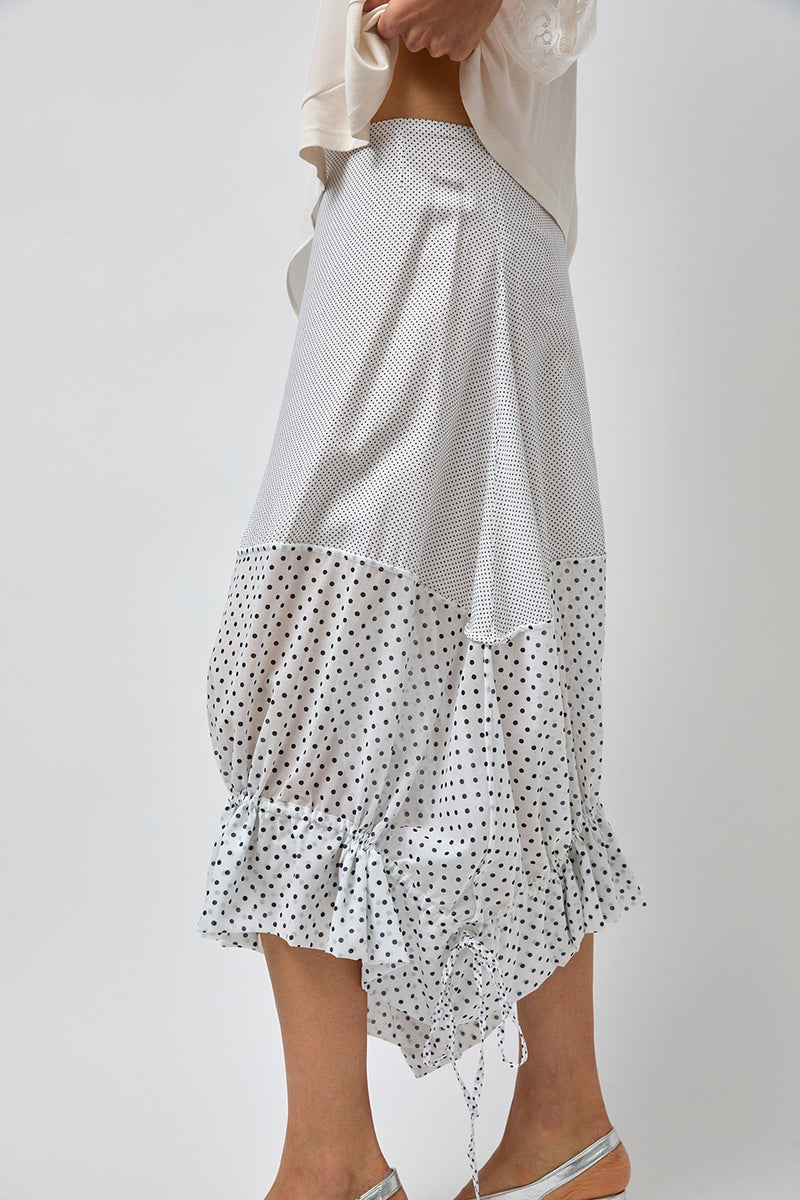 Rave Review Vita Skirt in White and Blue Polka Dots