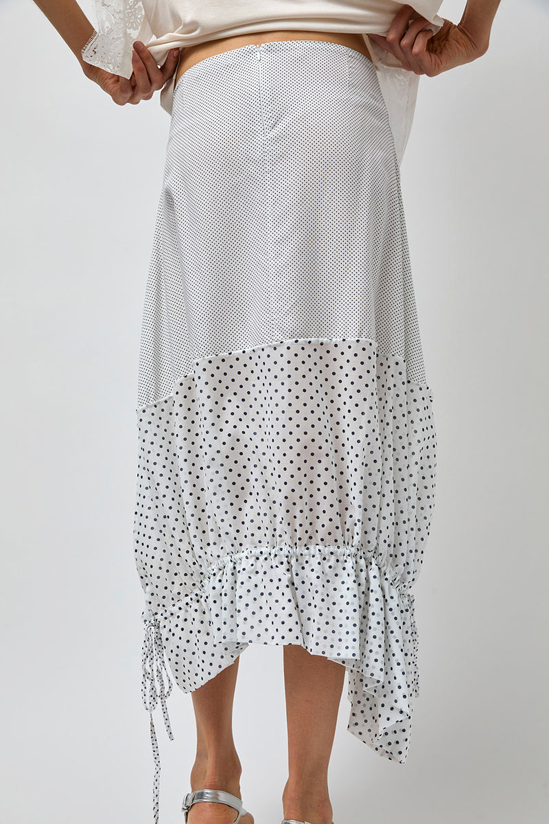 Rave Review Vita Skirt in White and Blue Polka Dots