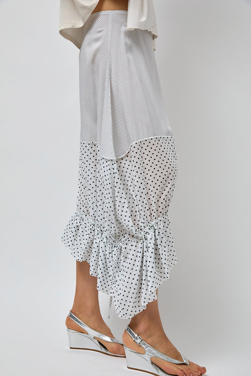 Rave Review Vita Skirt in White and Blue Polka Dots