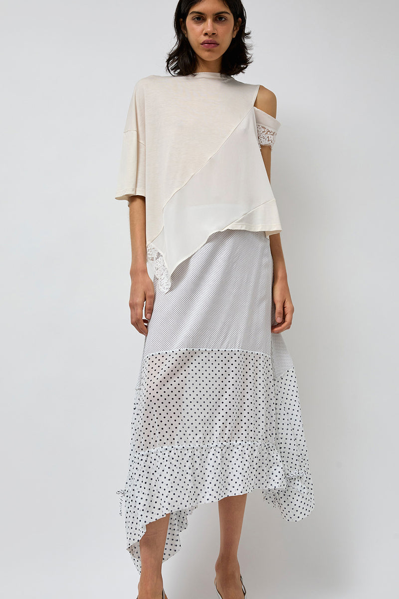 Rave Review Vita Skirt in White and Blue Polka Dots