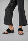 Reike Nen Faux Fur Wedge Sandals in Black