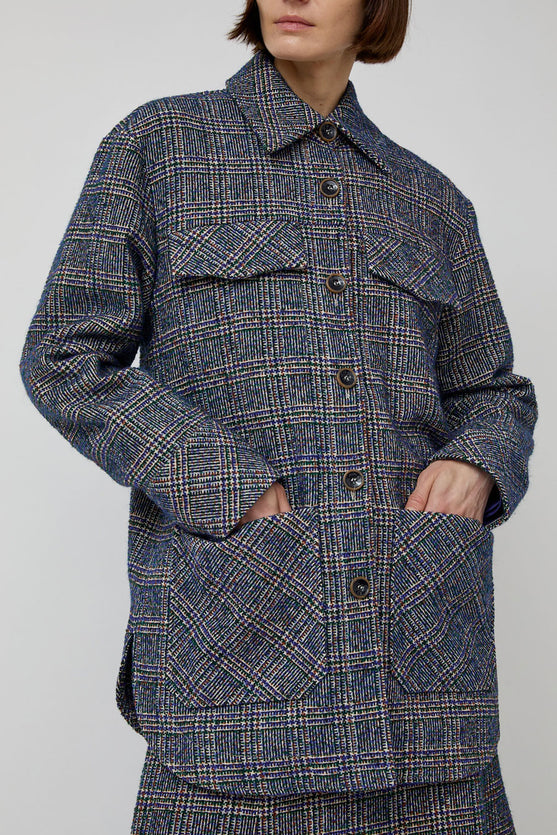 Rodebjer Avril Boucle Jacket in Utility Blue