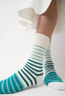 Rototo Multi Marine Stripe Socks in Green