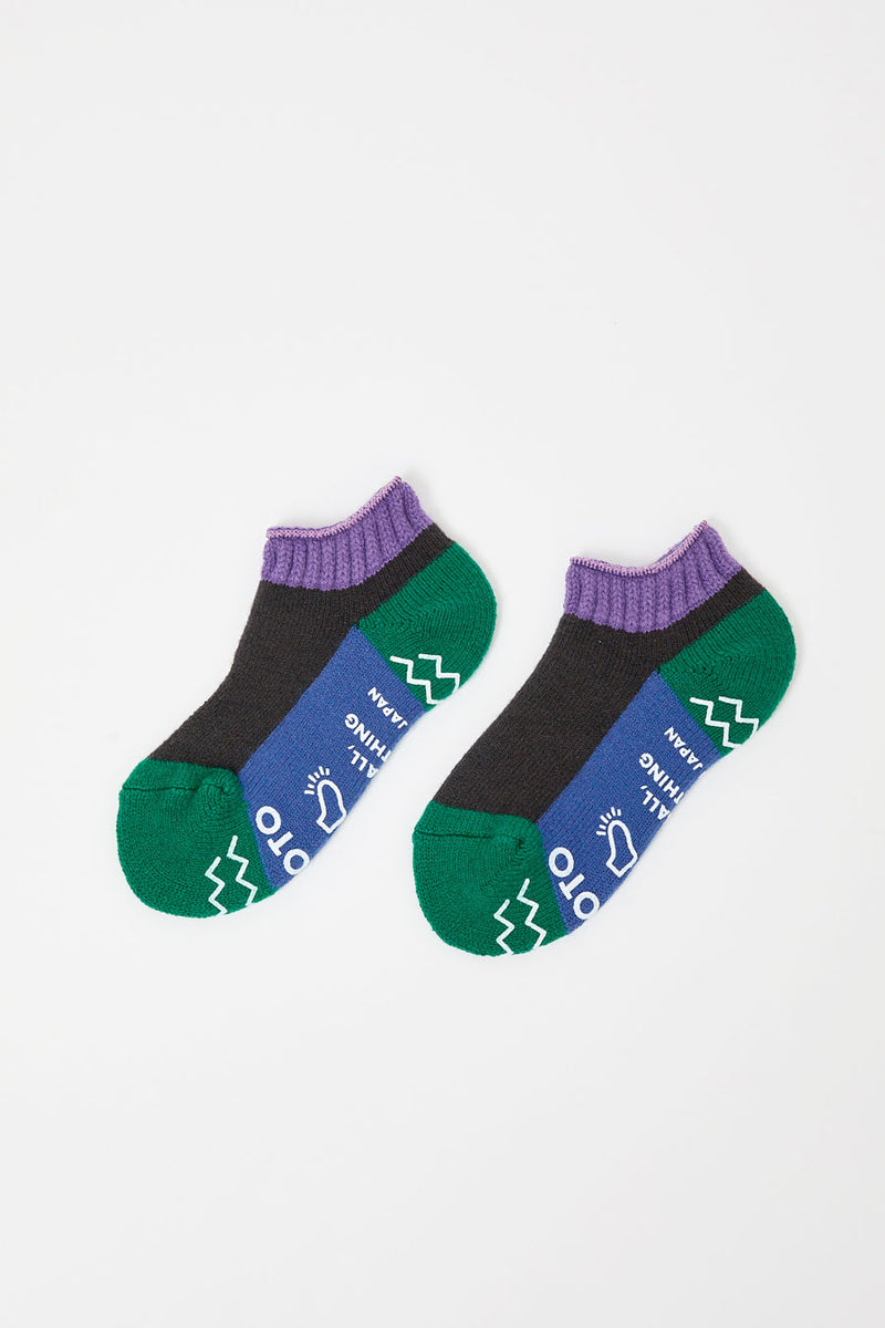 Rototo Pile Ankle Socks in Light Purple and Charcoal