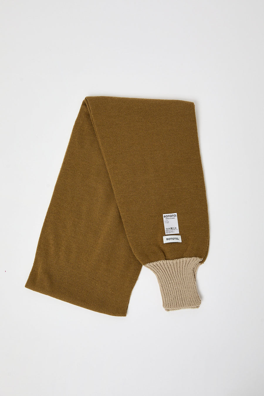 Rototo Sweater Sleeves Scarf in Khaki and Beige