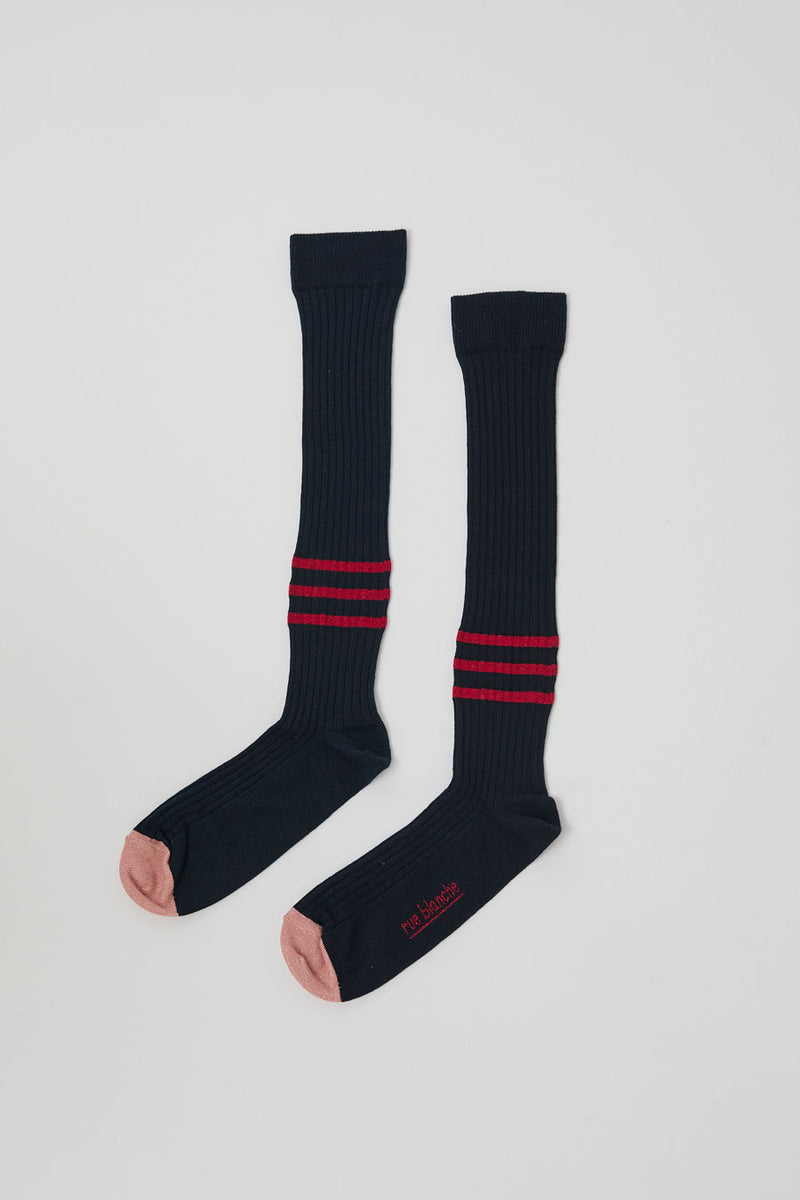 Rue Blanche Chausse Rayures Socks in Marine