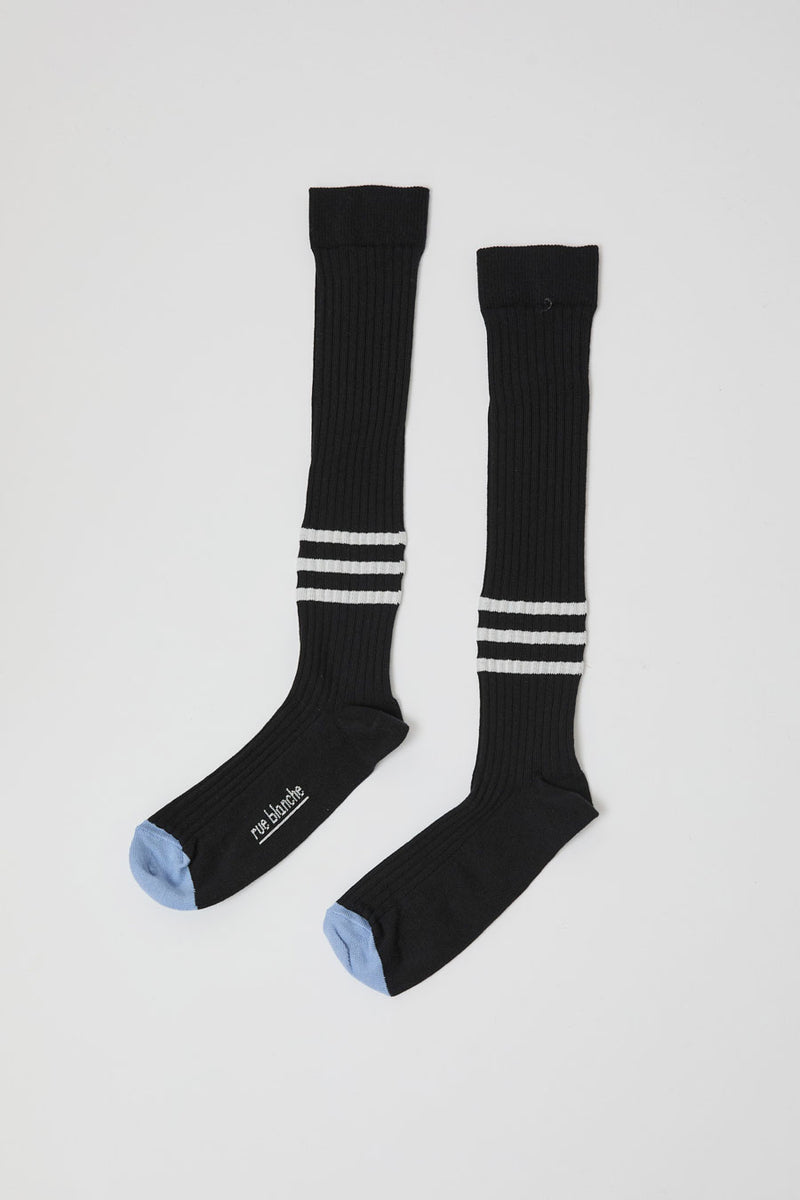 Rue Blanche Chausse Rayures Socks in Noir