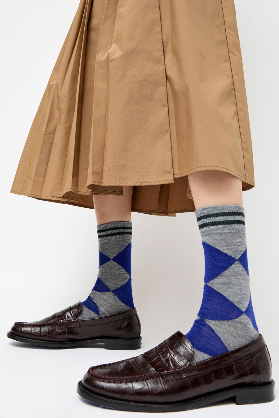 Rue Blanche Diamond Socks in Cobalt