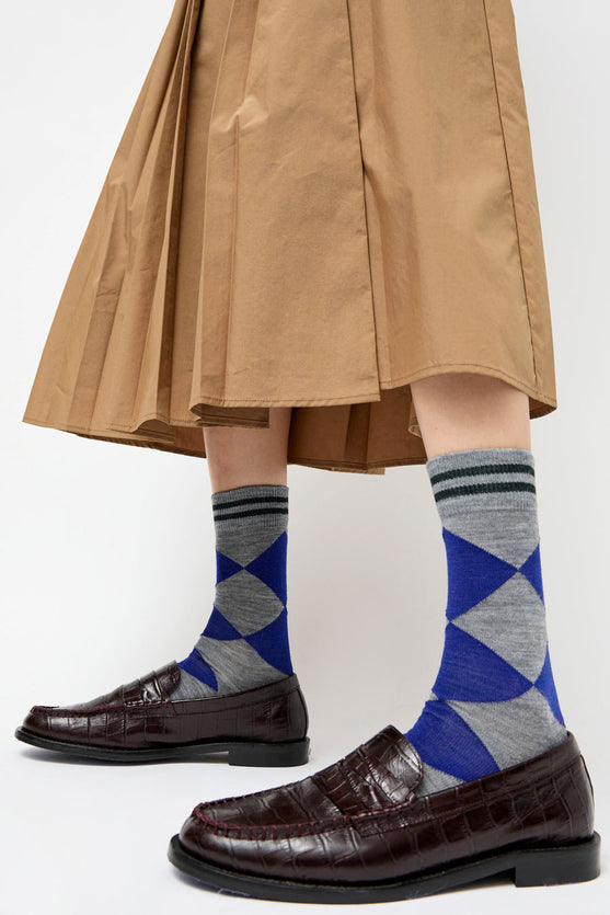 Rue Blanche Diamond Socks in Cobalt