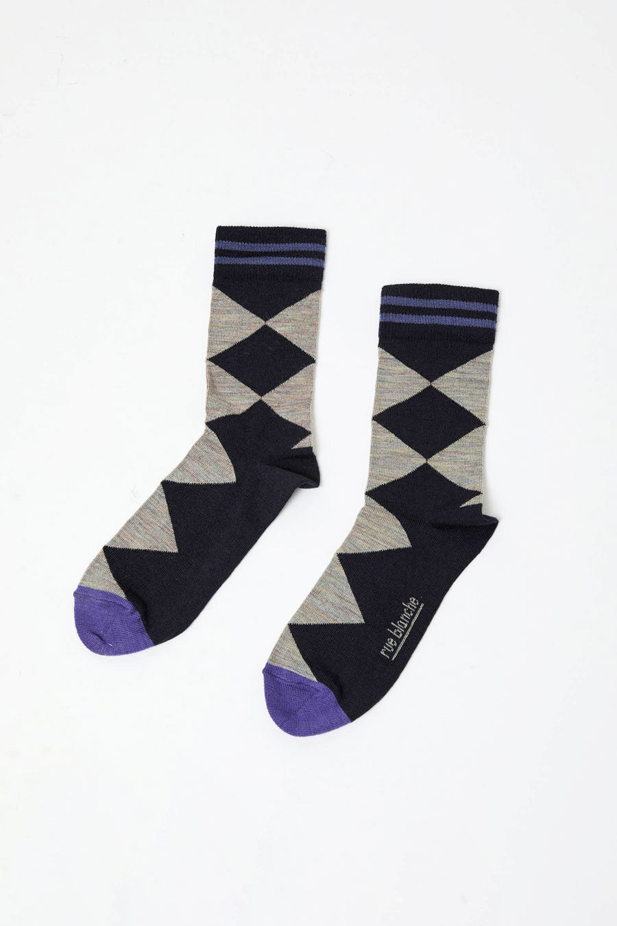 Rue Blanche Diamond Socks in Navy