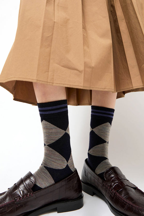 Rue Blanche Diamond Socks in Navy