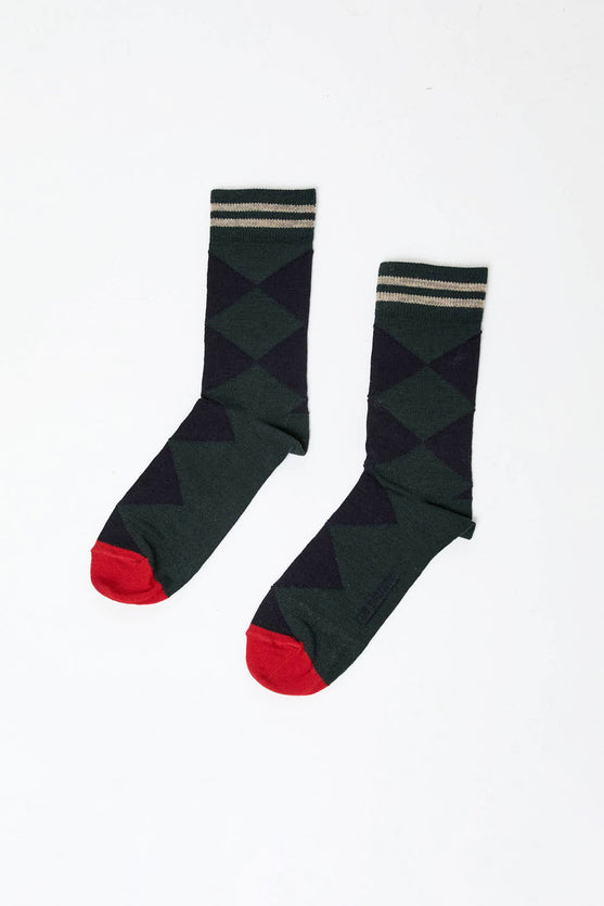 Rue Blanche Diamond Socks in Pine