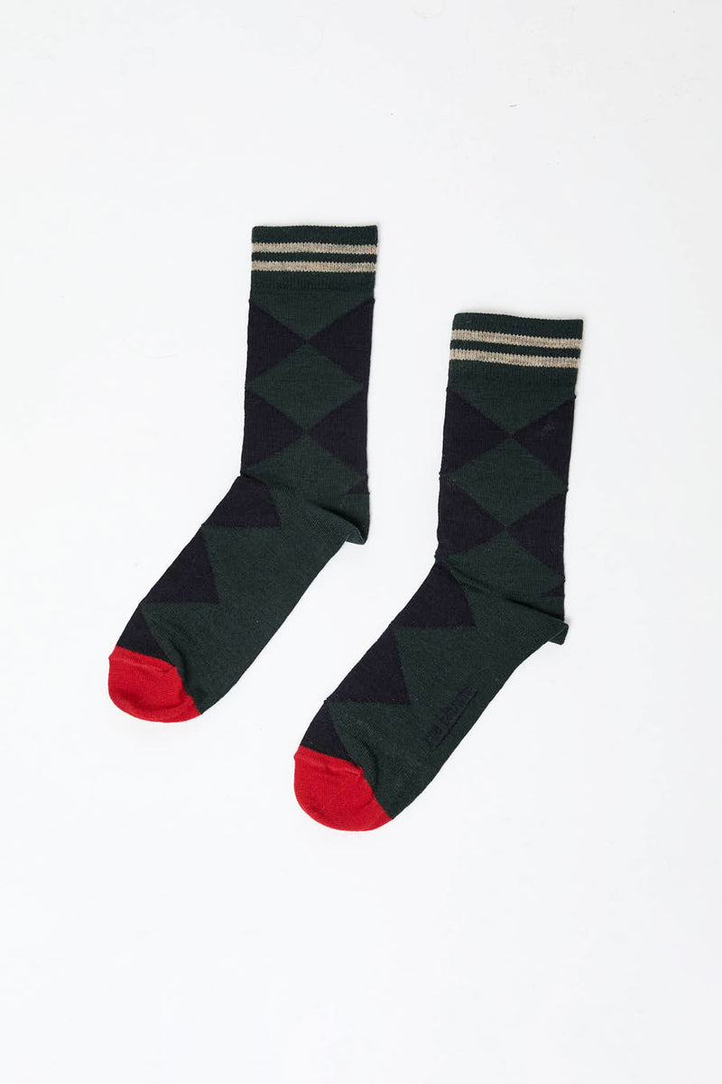 Rue Blanche Diamond Socks in Pine