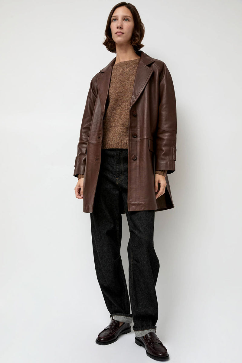 Rue Blanche Leather Coat in Brown