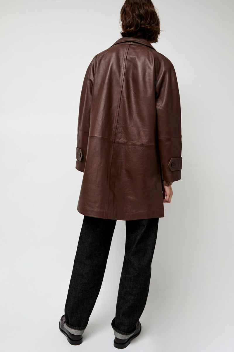 Rue Blanche Leather Coat in Brown