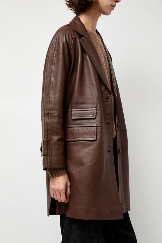 Rue Blanche Leather Coat in Brown