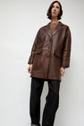 Rue Blanche Leather Coat in Brown