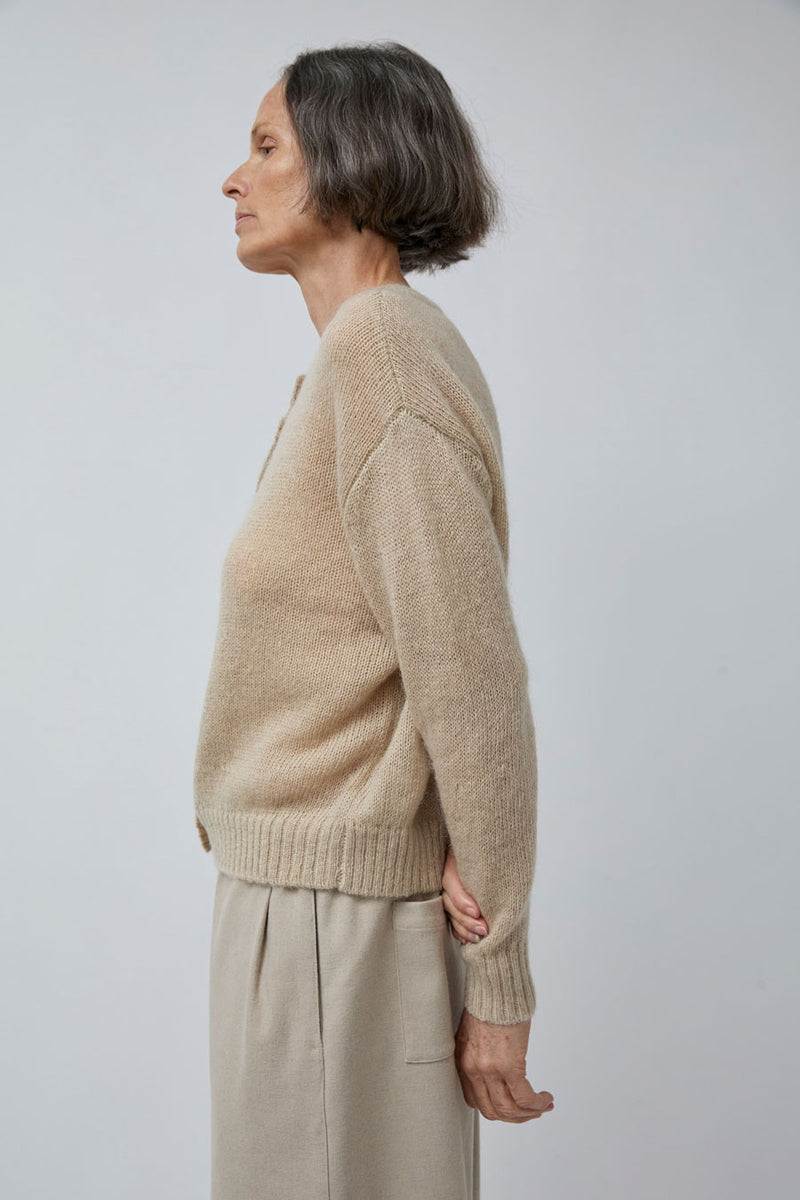 Rue Blanche Mowool Cardi in Avoine