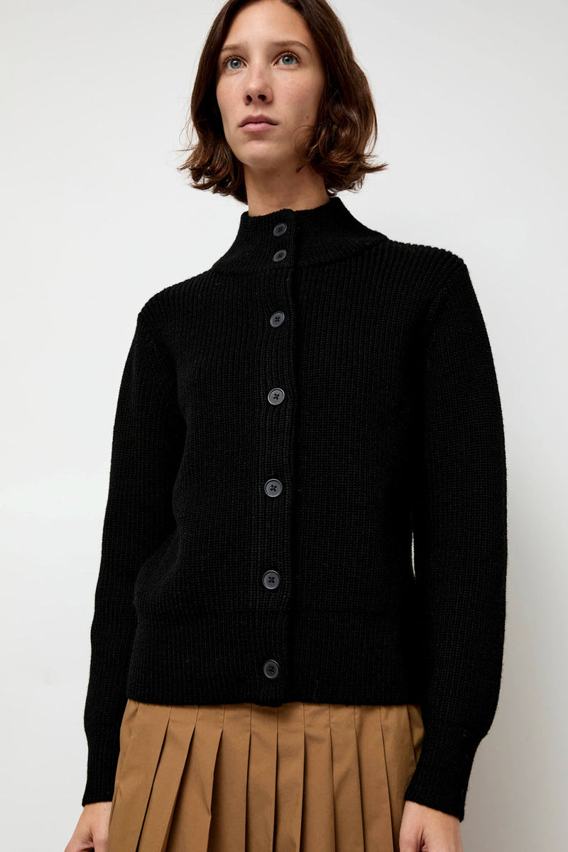 Rue Blanche Raw Blouson Cardigan in Black