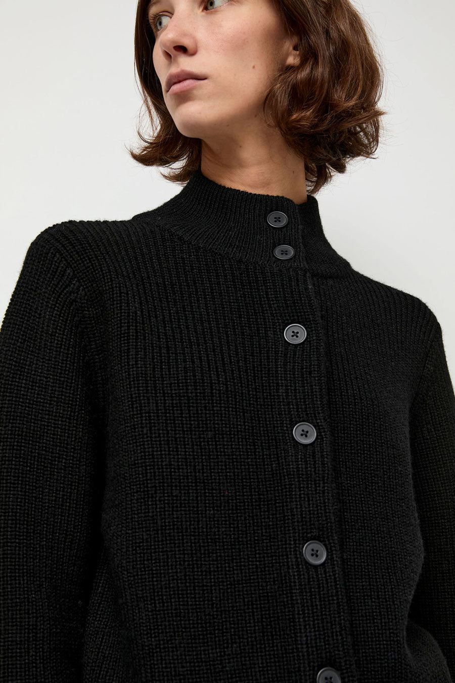 Rue Blanche Raw Blouson Cardigan in Black