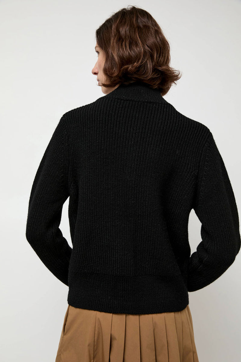 Rue Blanche Raw Blouson Cardigan in Black