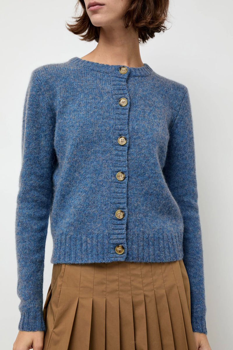 Rue Blanche Scottish Cardigan in Greekblue