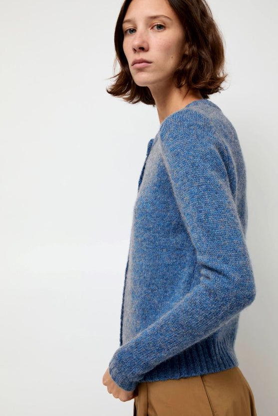 Rue Blanche Scottish Cardigan in Greekblue