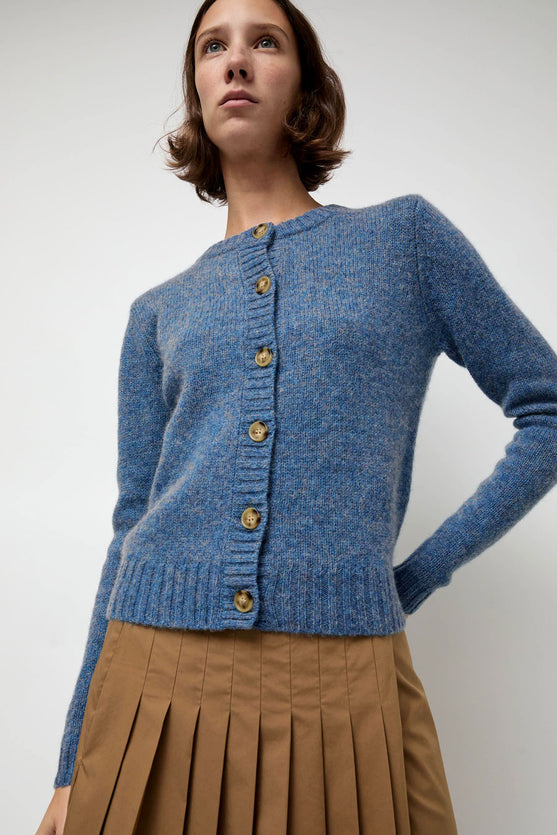 Rue Blanche Scottish Cardigan in Greekblue