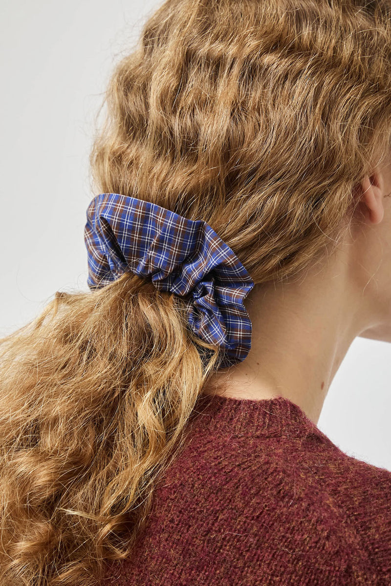 Rue Blanche Scrunchie in Blue Plaid