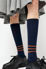 Rue Blanche Striped Socks in Navy