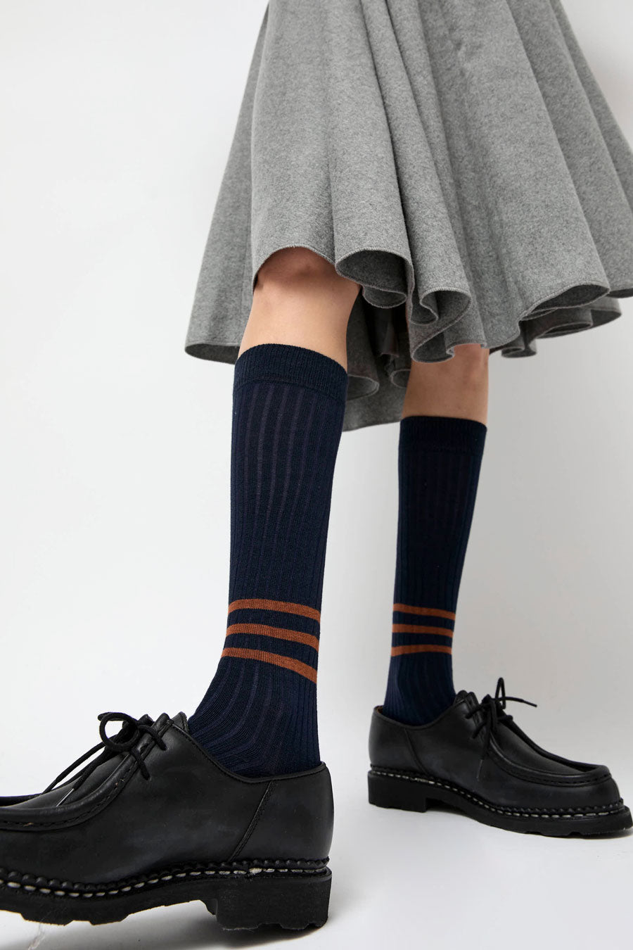 Rue Blanche Striped Socks in Navy