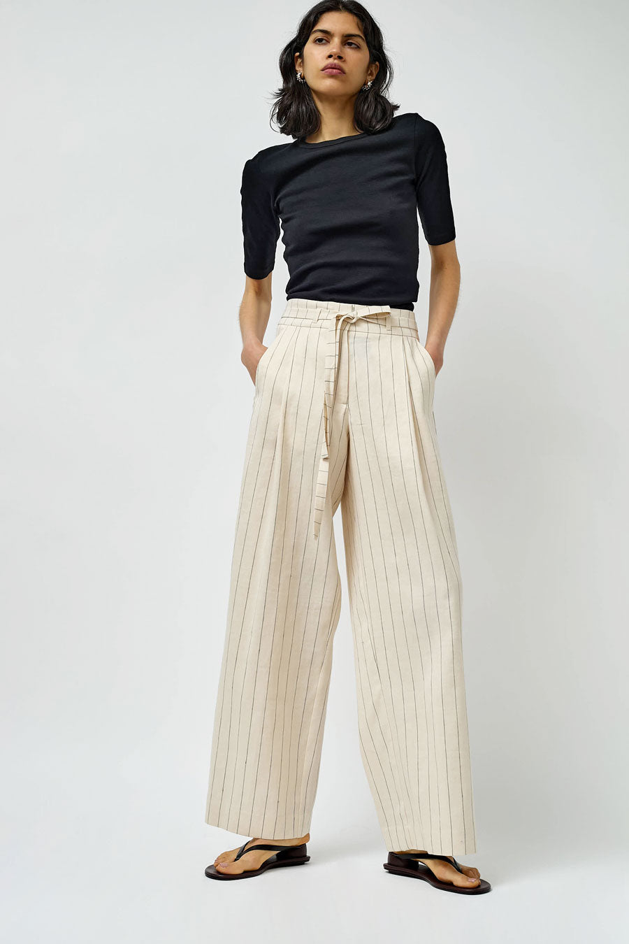 Rue Blanche Sunno Pant in Cream Stripe