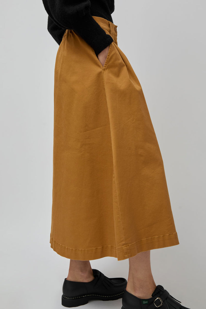 Rue De Tokyo Pen Skirt in Amber Brown Twill