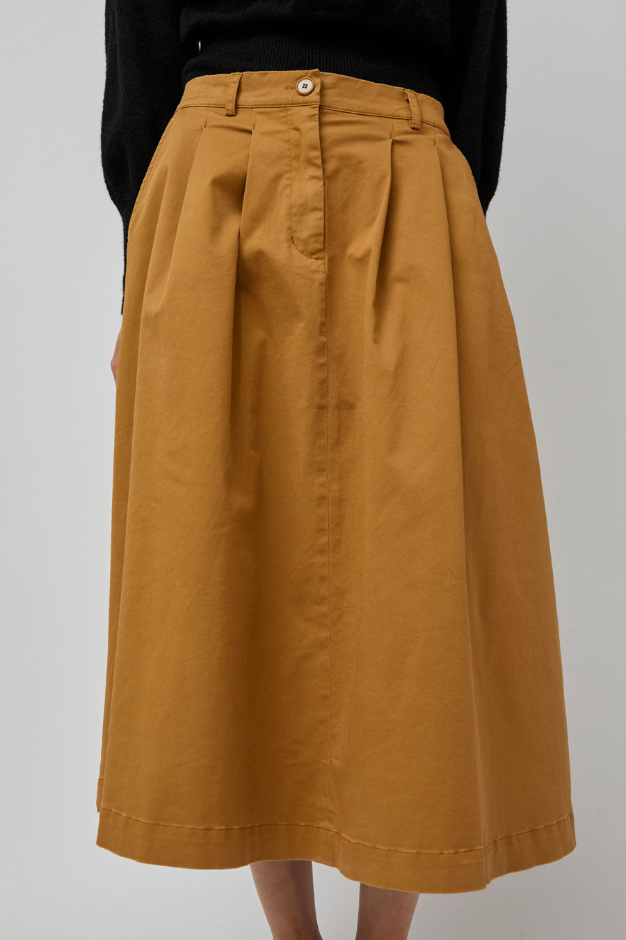 Rue De Tokyo Pen Skirt in Amber Brown Twill