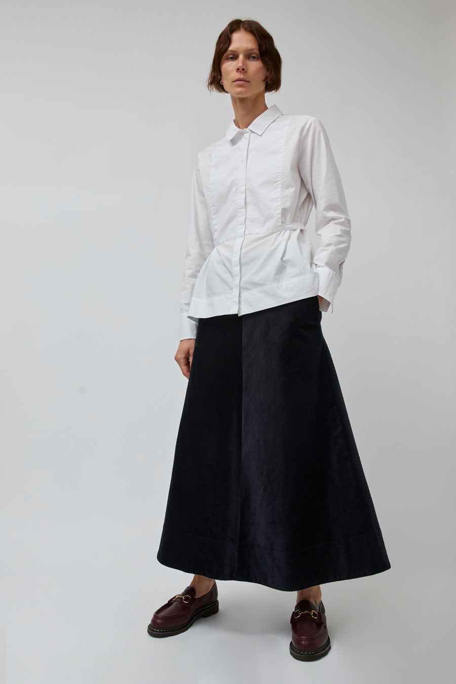 Rue De Tokyo Pryma Skirt in Ink Navy Corduroy