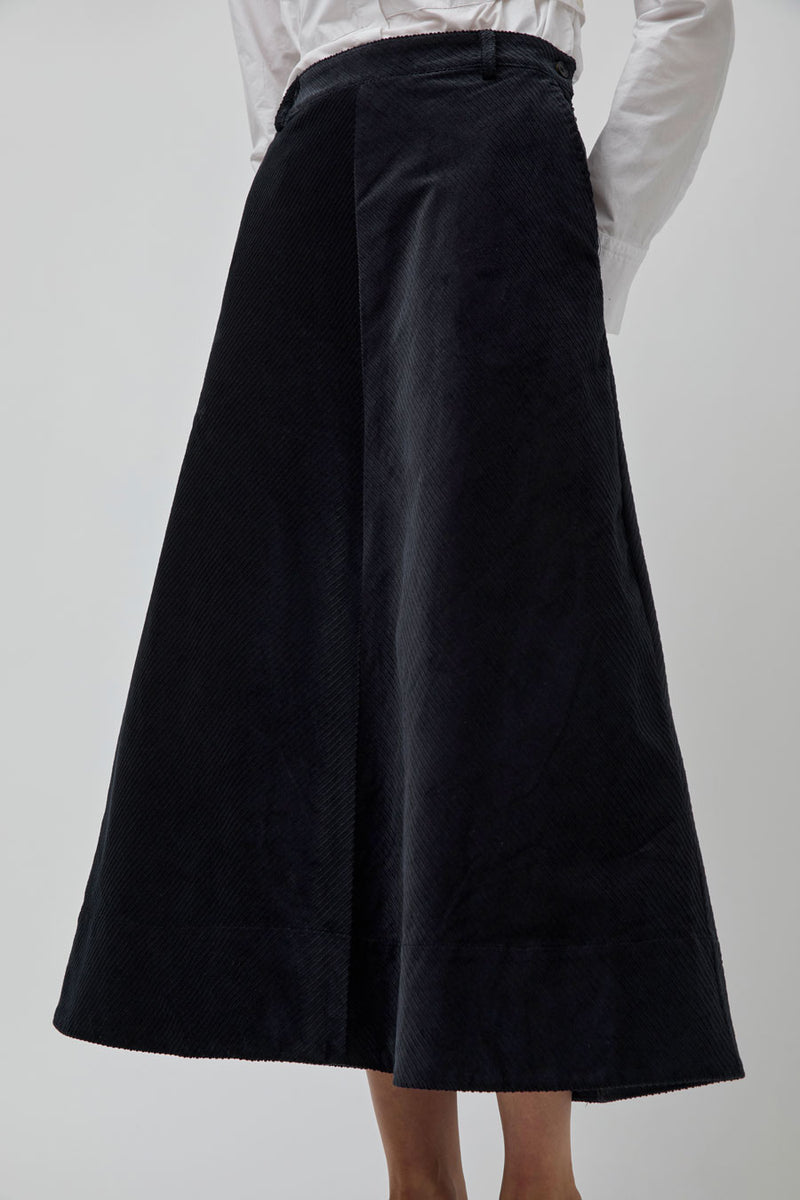 Rue De Tokyo Pryma Skirt in Ink Navy Corduroy